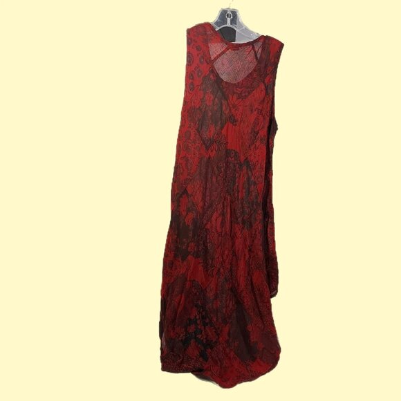 Tunic Tank Dress Winged Horse Pool Coverup Sleevless India Red Boho Beachcore - Picture 11 of 11